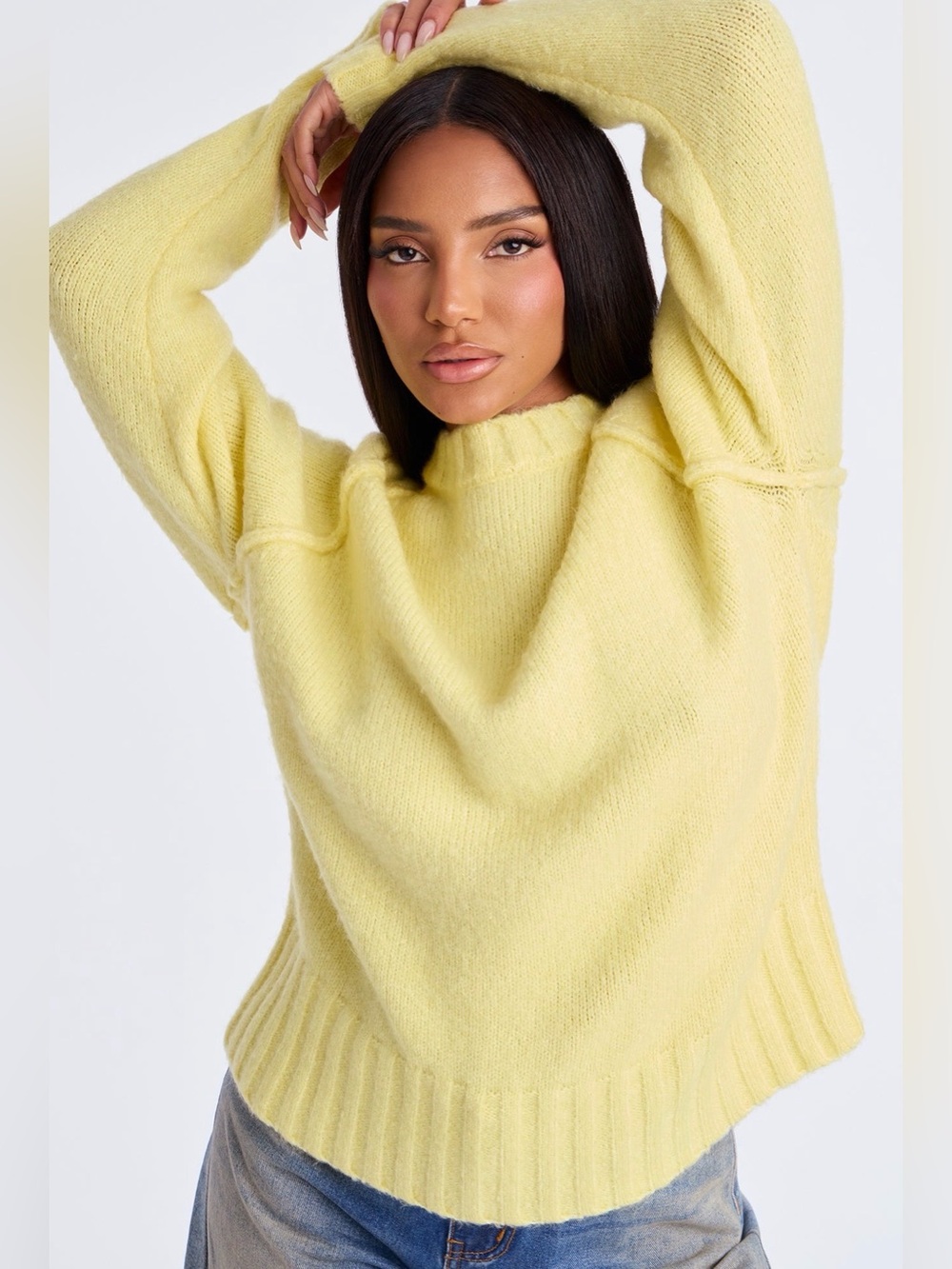 Classic Crewneck Women's Sweater in Butter Yellow